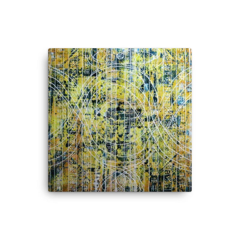 YELLOW AND TEAL CANVAS ART PRINT