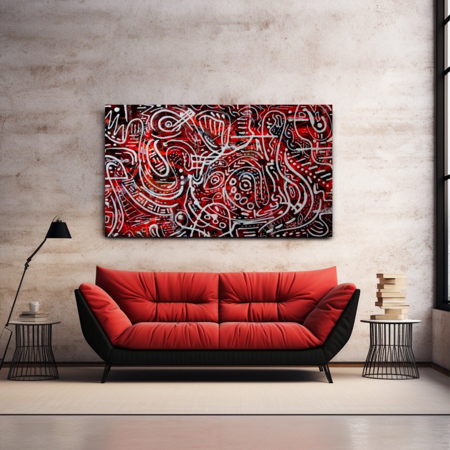 Red Abstract luxury Painting 