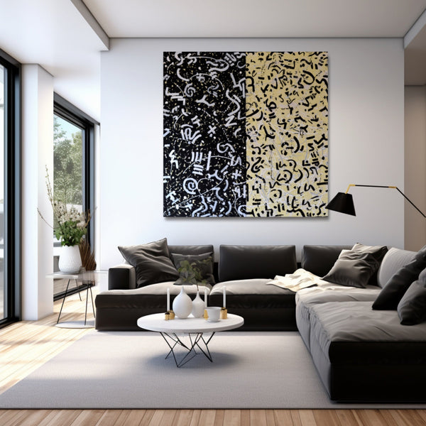 Black and Yellow Abstract Painting