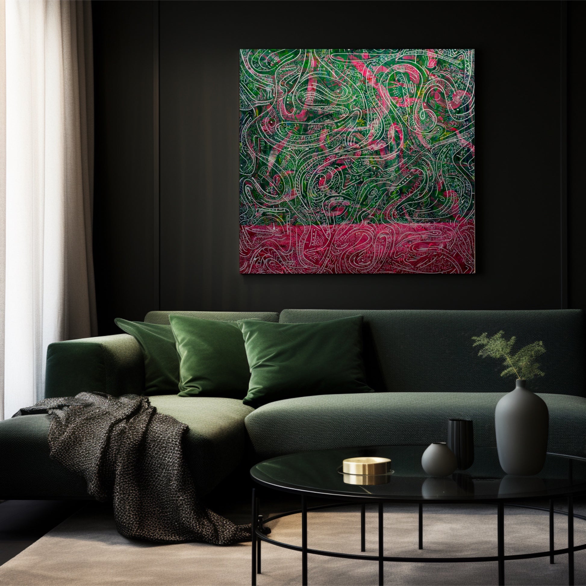 GREEN DRAGON ABSTRACT CANVAS ART PRINT