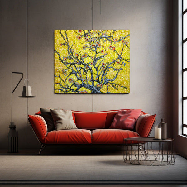 Cherry Blossoms Acrylic Luxury Art Painting