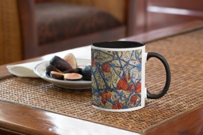 Red Cotton Abstract Art Coffee Mug