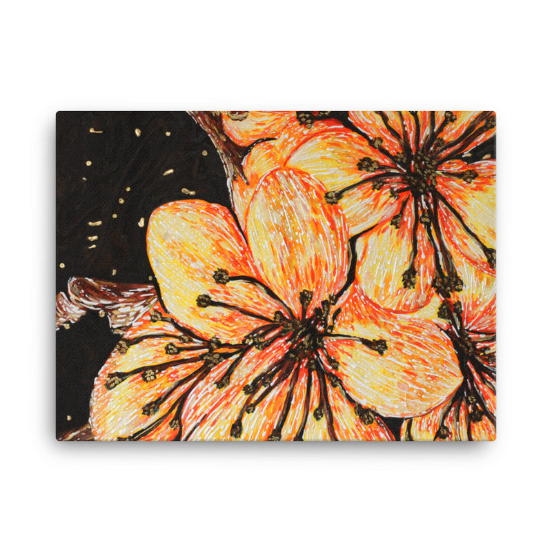 Golden Ukon Sakura Flower" - A captivating canvas print featuring a stunning Ukon Sakura flower. Vibrant golden hues illuminate the delicate petals, evoking a sense of enchantment and beauty. The intricate details and graceful movement of the blossom are captured, creating a visually striking and captivating artwork.
