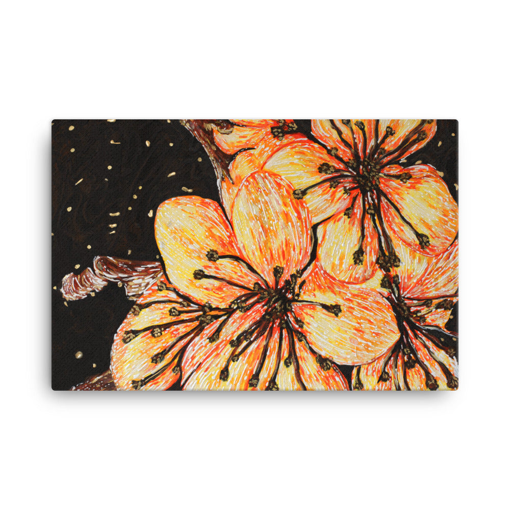  "Golden Ukon Sakura Abstract Flower Painting