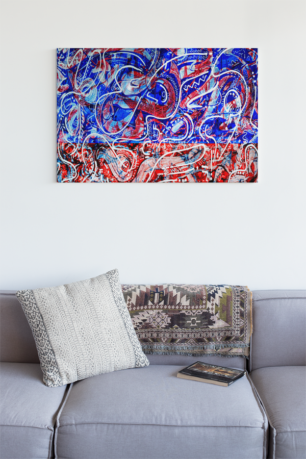 Abstract Blue and Red Canvas Print