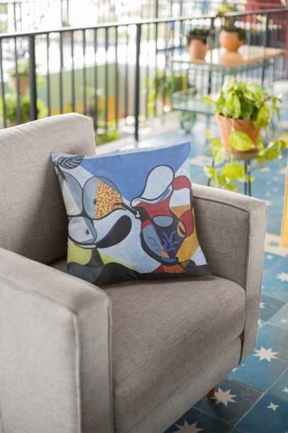 PEARS AND PITCHER - ABSTRACT Cubism ART THROW PILLOWS