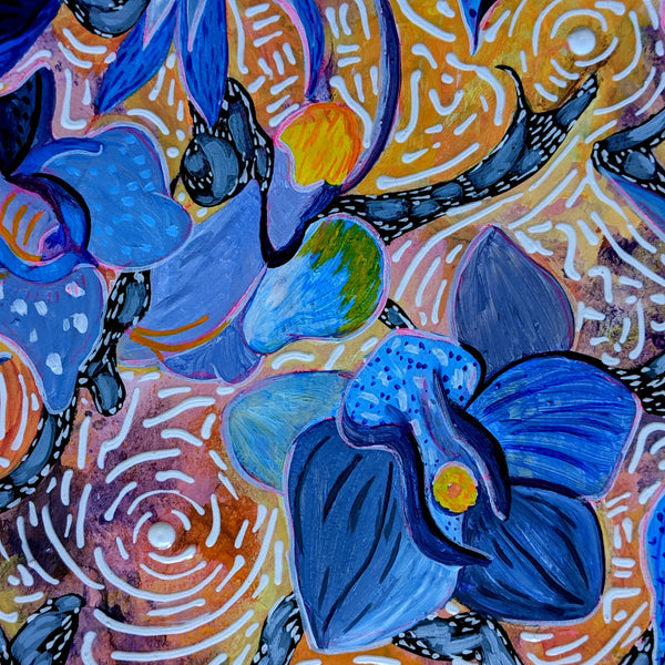 Blue Orchids Abstract Art