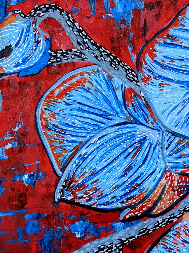 Red and Blue Flower painting
