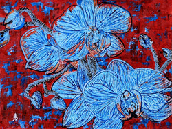 Orchid Painting Cherry Blue