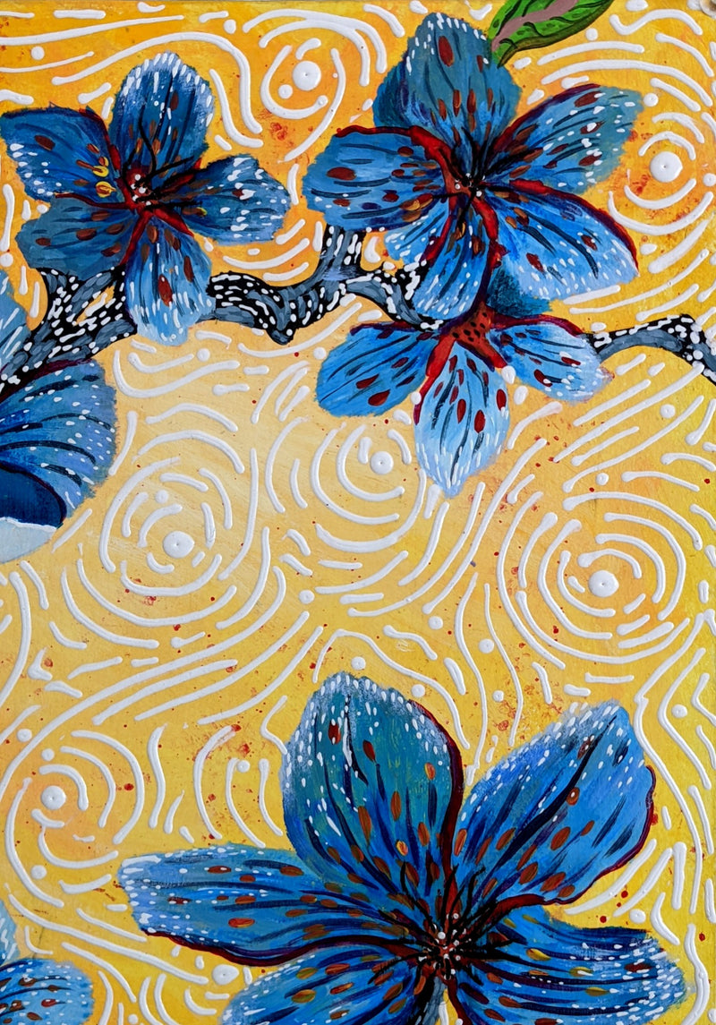 Yellow and Blue Orchids Art