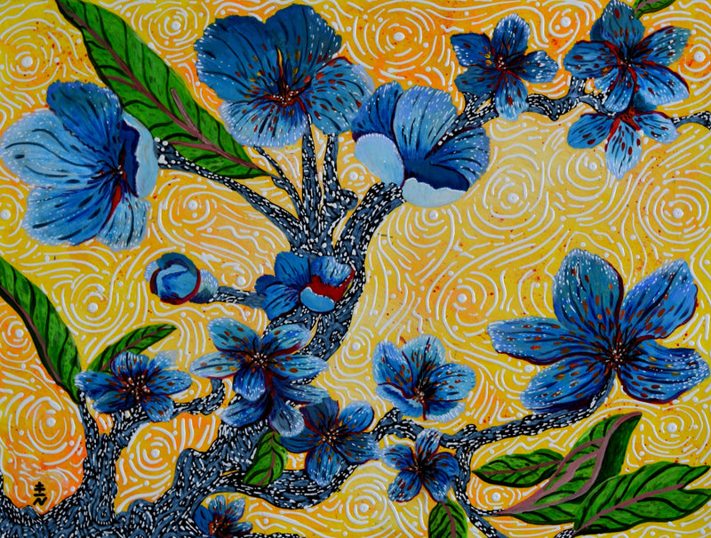 BLUE ORCHID TREE PAINTING BY VINCENT KEELE