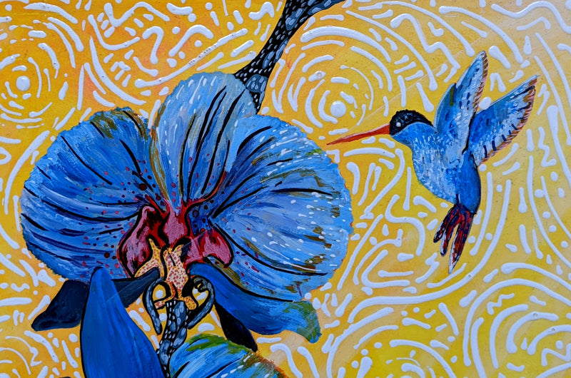 Blue Hummingbird Painting