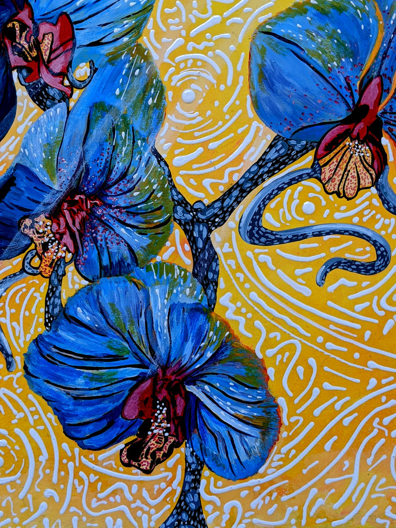 Blue Orchids Acrylic Painting