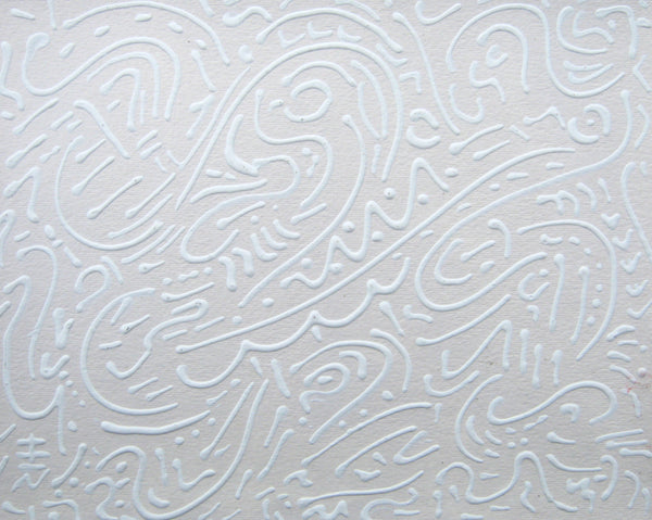 WHITE WRITING ABSTRACT ACRYLIC PAINTING - 8X10