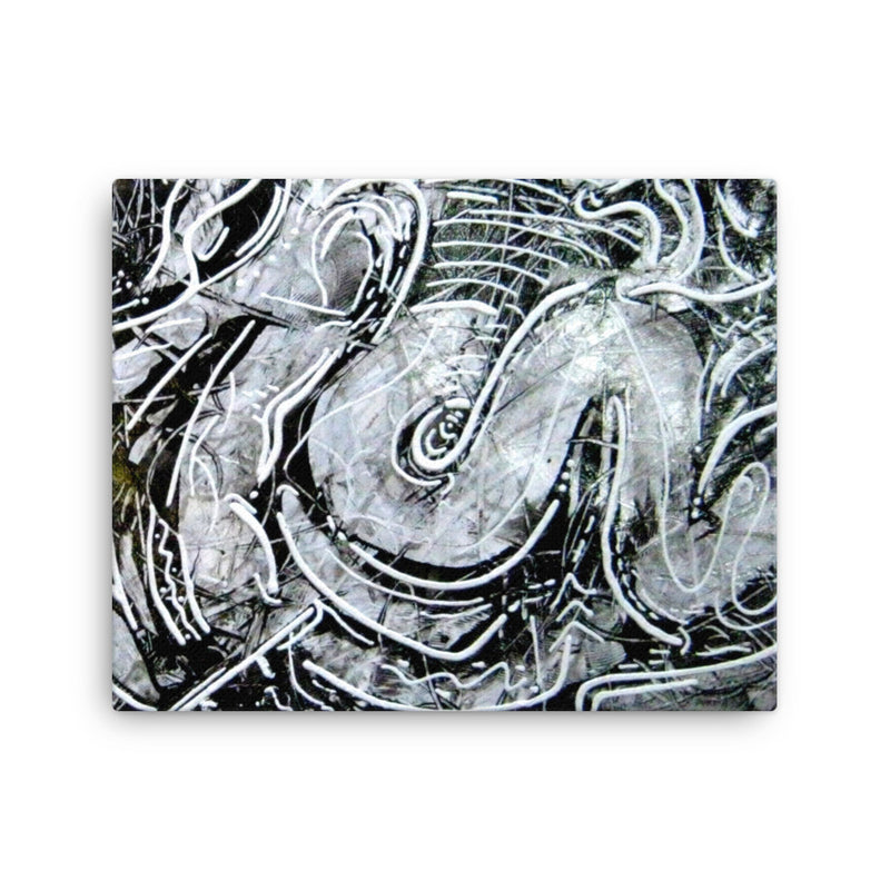 Black and White Abstract Canvas Painting