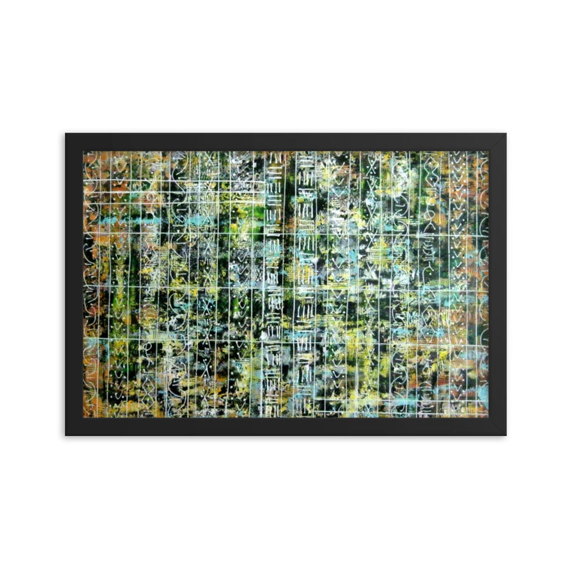 GREEN AND YELLOW FRAMED ARTWORK